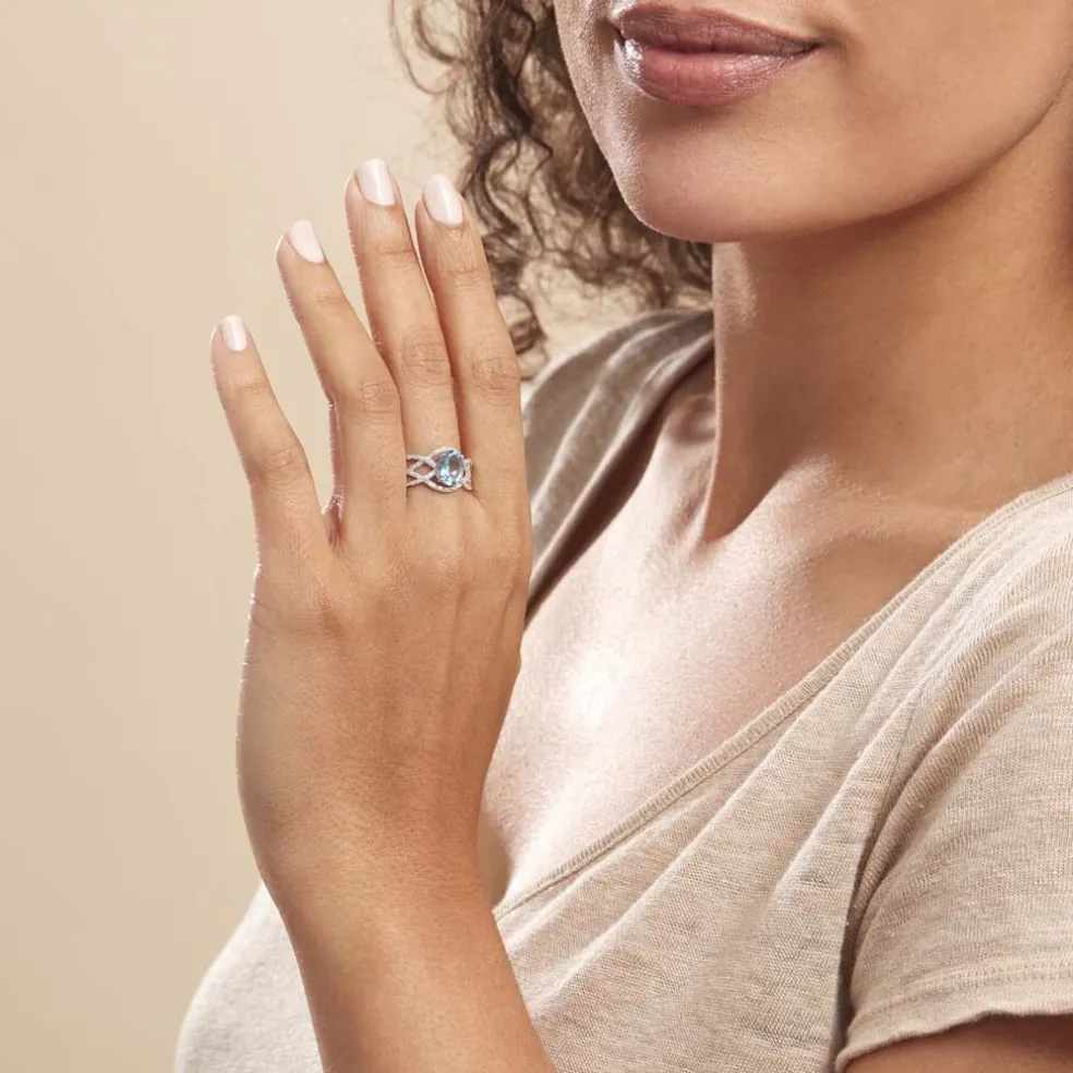 Bague Tina Or Blanc Topaze Et Oxyde De Zirconium