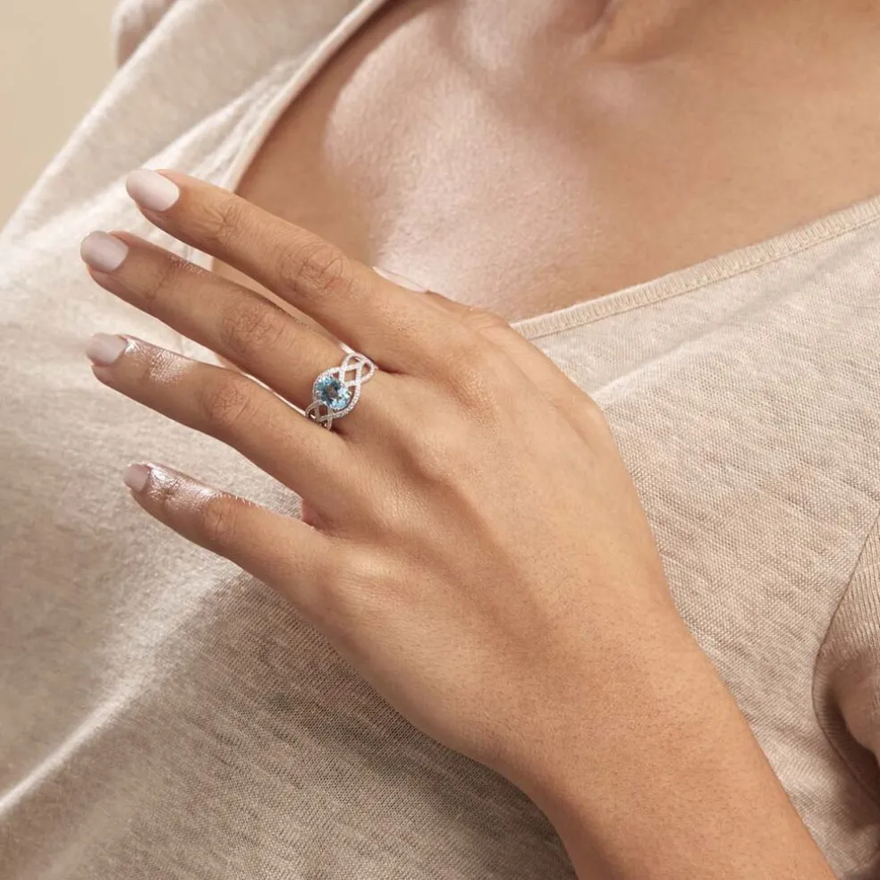 Bague Tina Or Blanc Topaze Et Oxyde De Zirconium