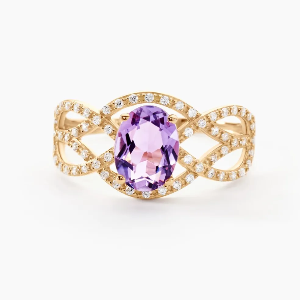 Bague Tina Or Jaune Amethyste Et Oxyde De Zirconium