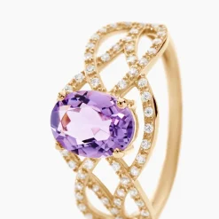 Bague Tina Or Jaune Amethyste Et Oxyde De Zirconium