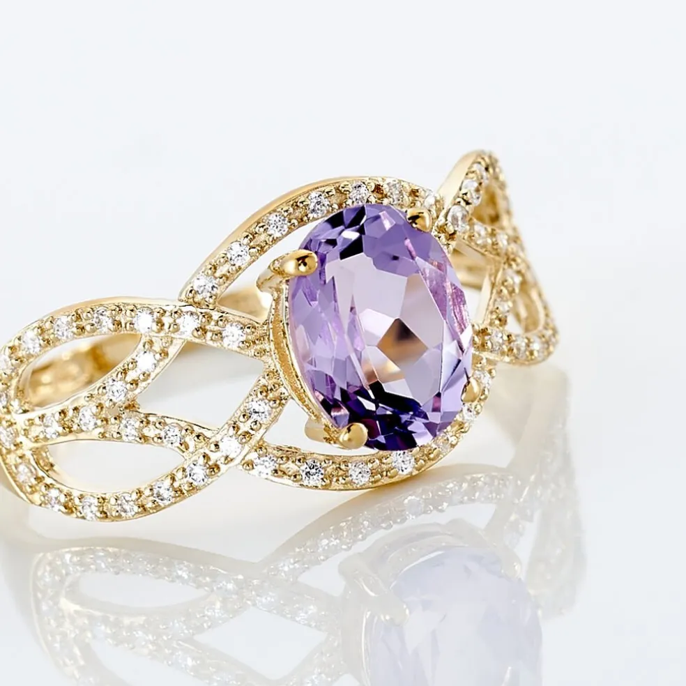 Bague Tina Or Jaune Amethyste Et Oxyde De Zirconium