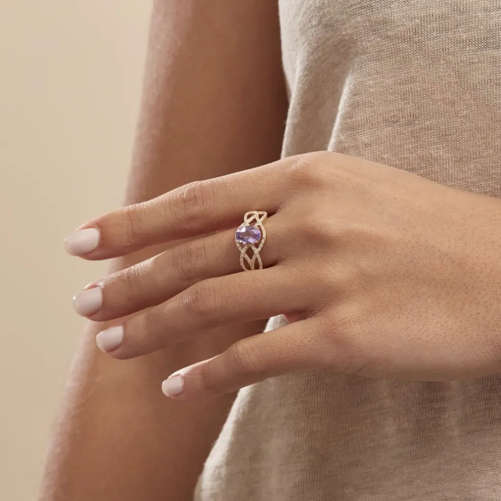 Bague Tina Or Jaune Amethyste Et Oxyde De Zirconium