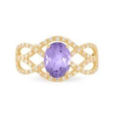 Bague Tina Or Jaune Amethyste Et Diamant