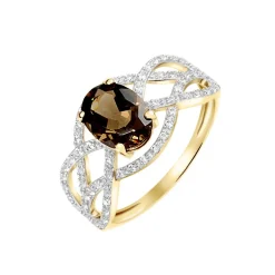 Bague Tina Or Jaune Quartz Et Oxyde De Zirconium