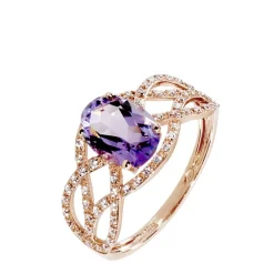 Bague Tina Or Rose Amethyste Et Diamant
