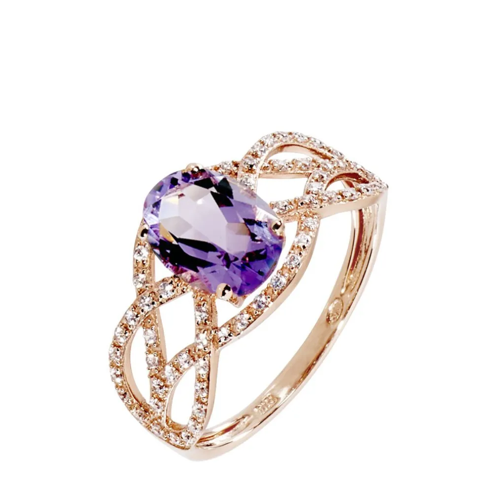 Bague Tina Or Rose Amethyste Et Diamant