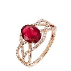 Bague Tina Or Rose Rubis Et Diamant