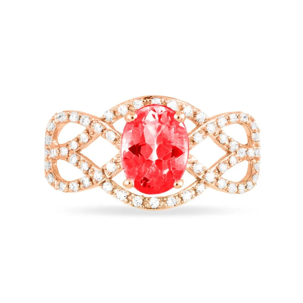 Bague Tina Or Rose Rubis Et Diamant