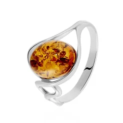 Bague Titziana Argent Blanc Ambre