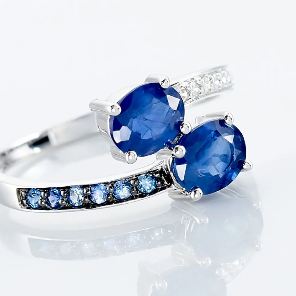 Bague Toi Et Moi Or Blanc Saphir Et Diamant