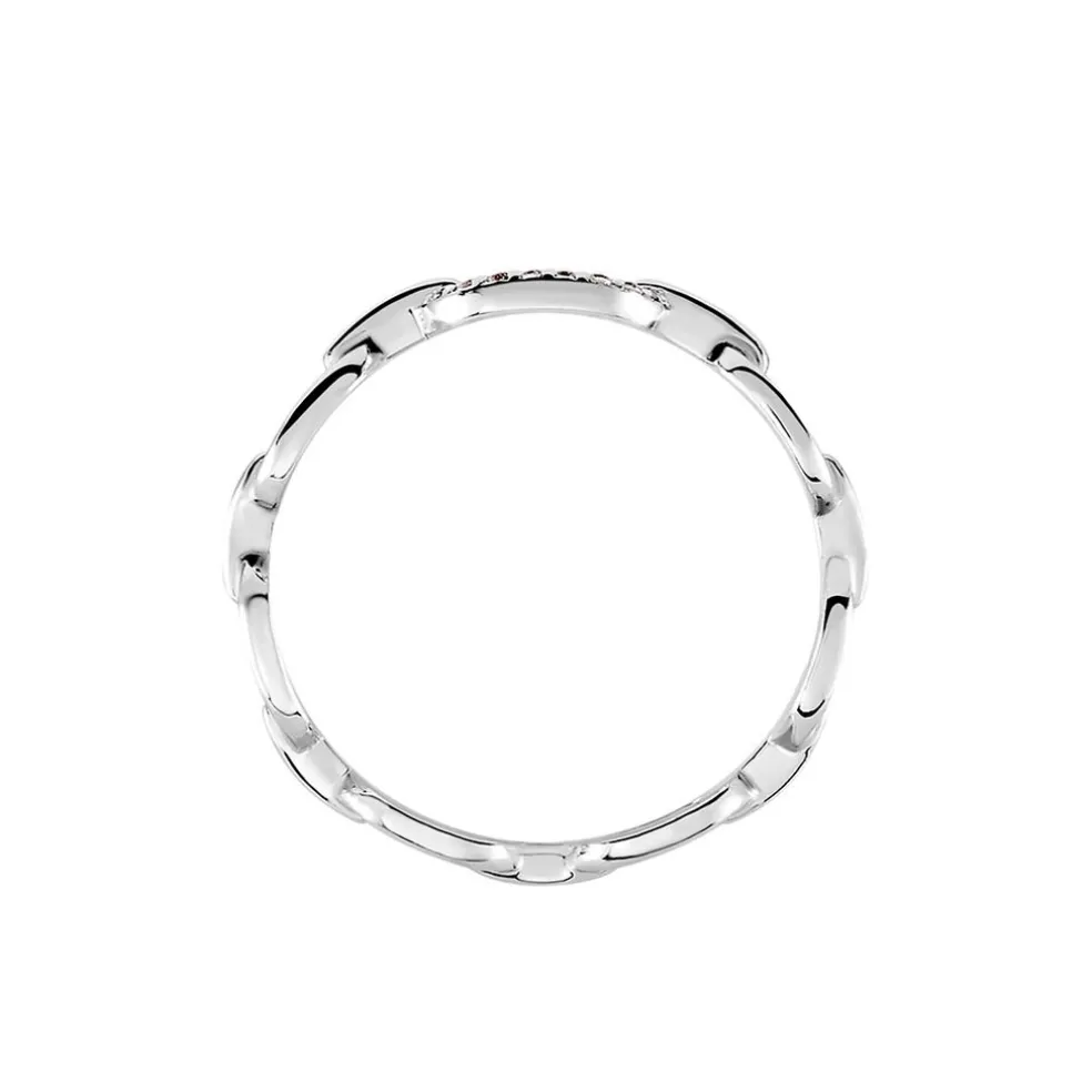 Bague Trait D'union Argent Blanc Oxyde De Zirconium