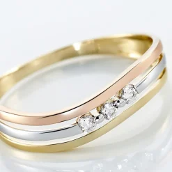 Bague Troyen Or Tricolore Diamant