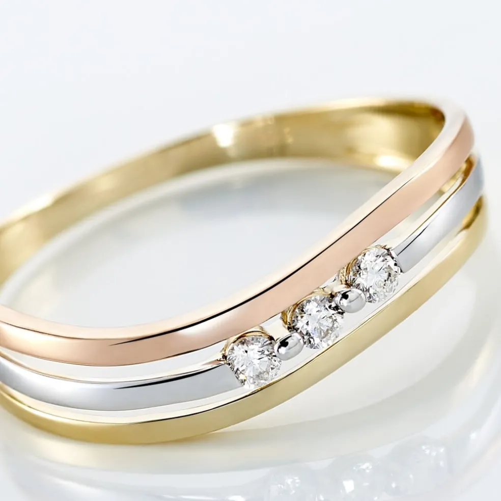 Bague Troyen Or Tricolore Diamant