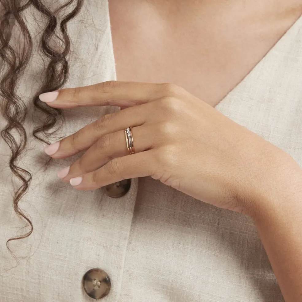 Bague Troyen Or Tricolore Diamant