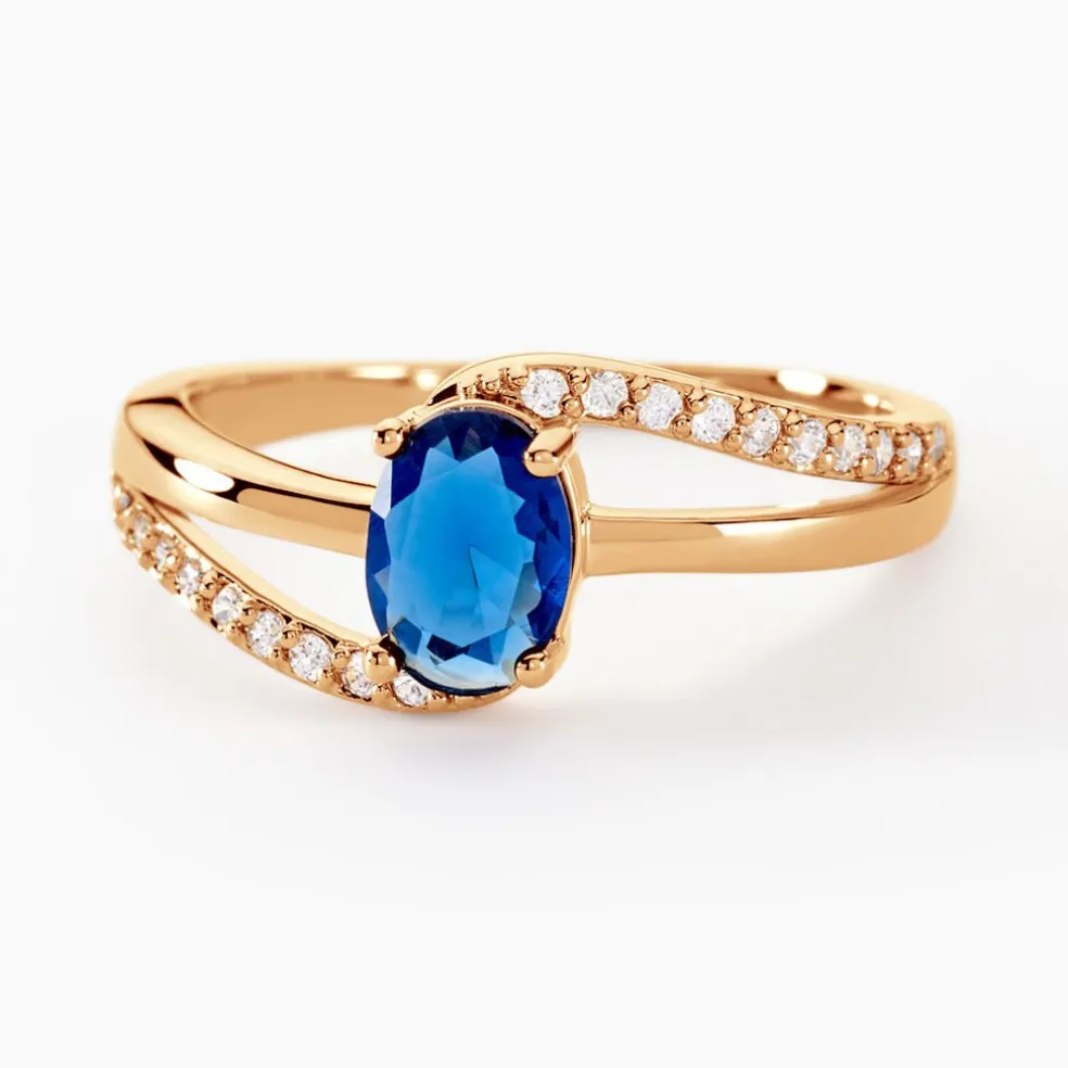 Bague Tyana Plaqué Or Jaune Pierre De Synthese Et Oxyde De Zirconium