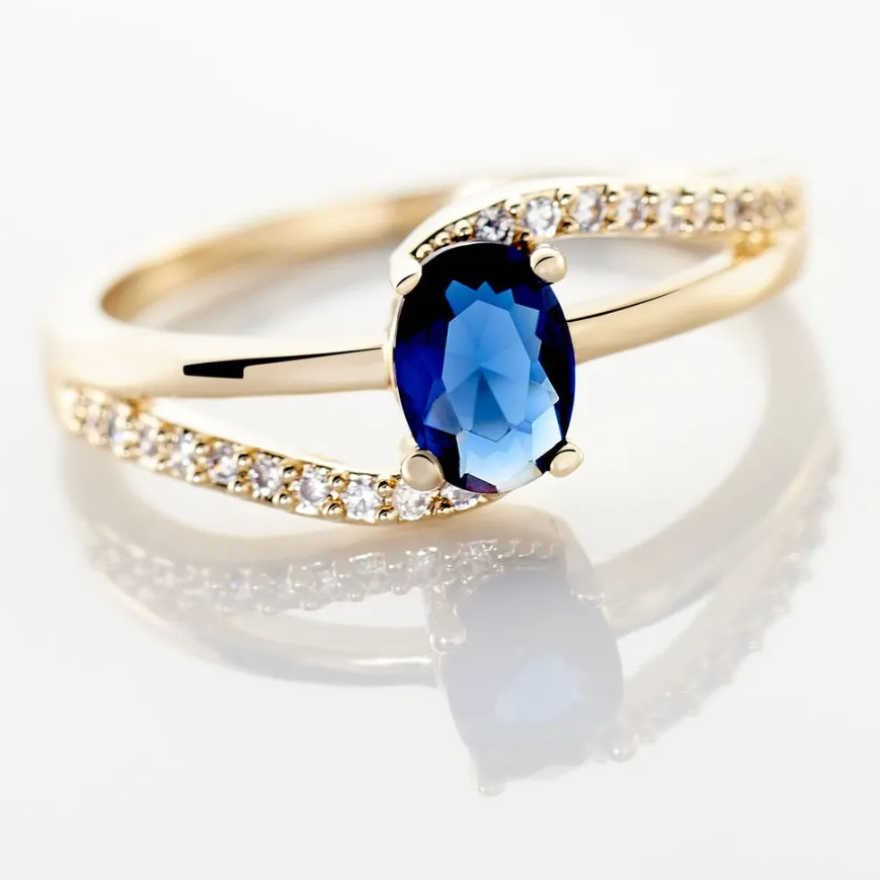 Bague Tyana Plaqué Or Jaune Pierre De Synthese Et Oxyde De Zirconium