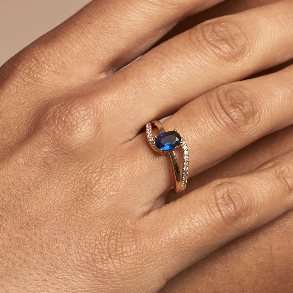 Bague Tyana Plaqué Or Jaune Pierre De Synthese Et Oxyde De Zirconium