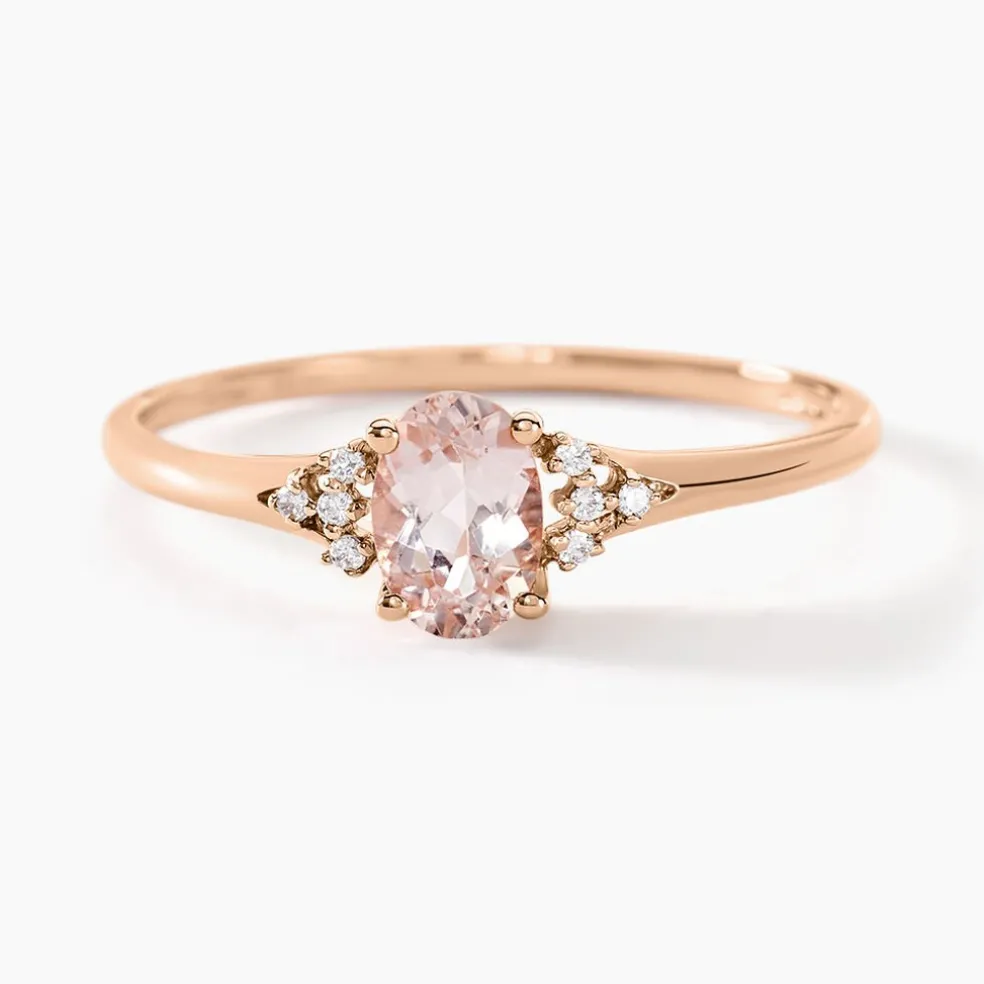 Bague Urbaine Or Rose Morganite Et Oxyde De Zirconium