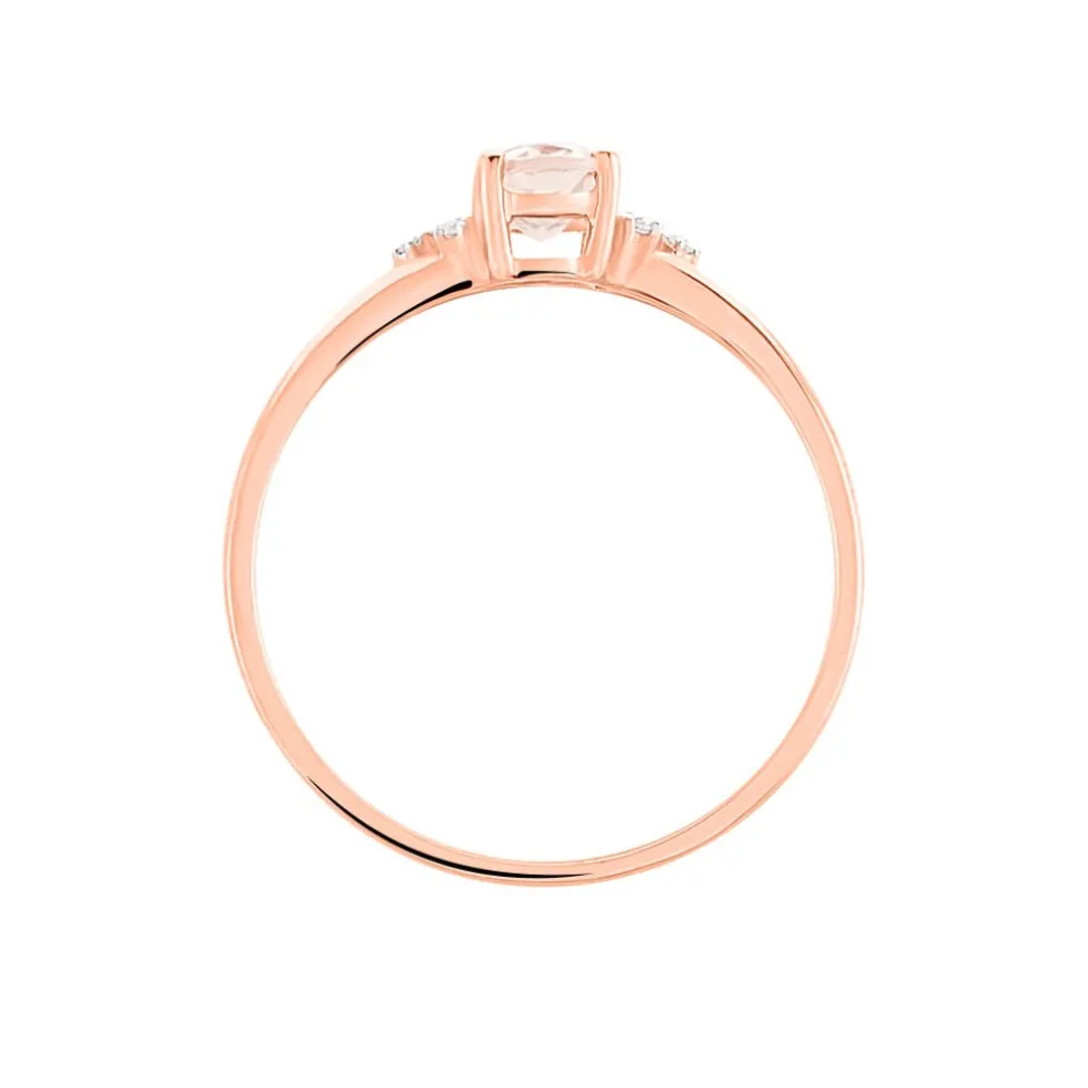 Bague Urbaine Or Rose Morganite Et Oxyde De Zirconium