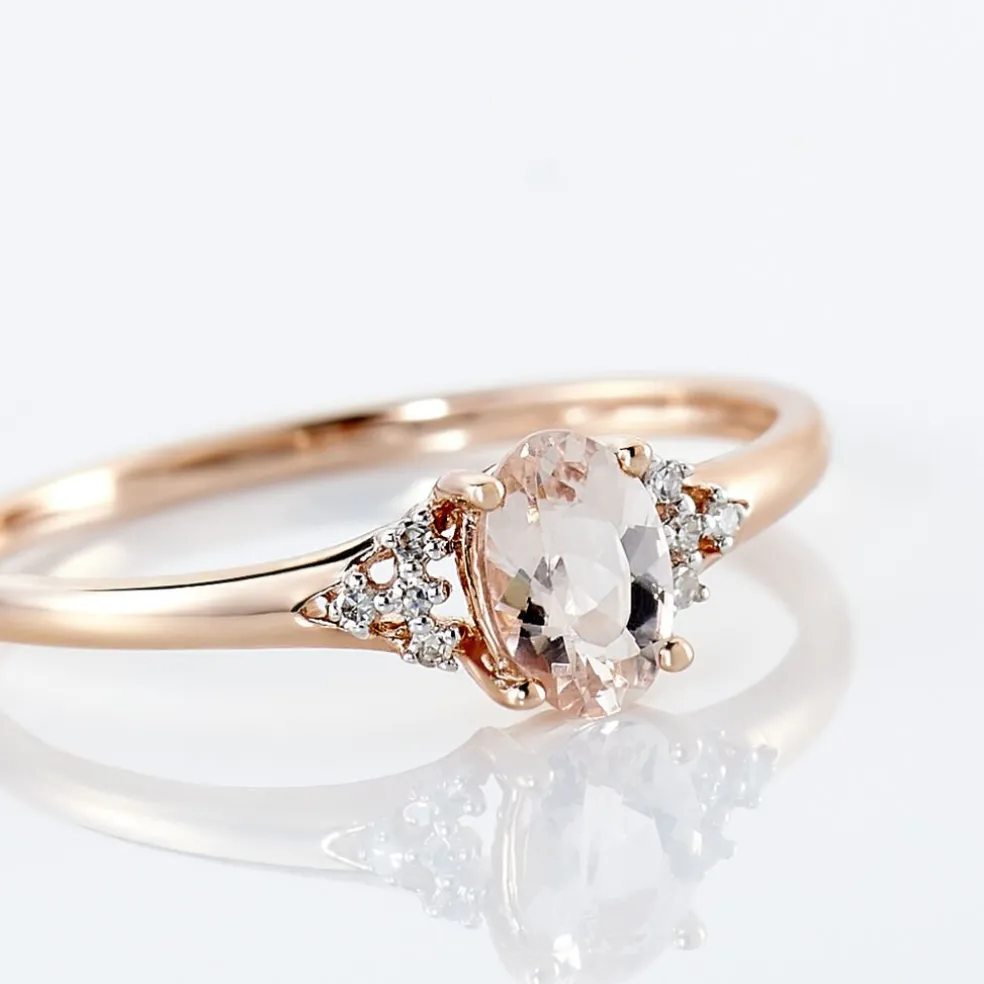 Bague Urbaine Or Rose Morganite Et Oxyde De Zirconium