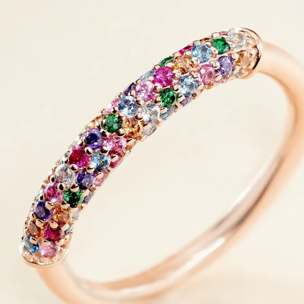 Bague Urban Call Argent Rose Pierre De Synthese Oxyde De Zirconium