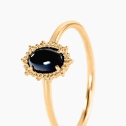 Bague Vintage Love Plaqué Or Jaune Agate