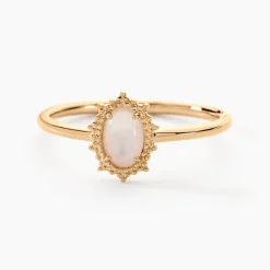 Bague Vintage Love Plaqué Or Jaune Pierre De Lune