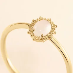 Bague Vintage Love Plaqué Or Jaune Pierre De Lune