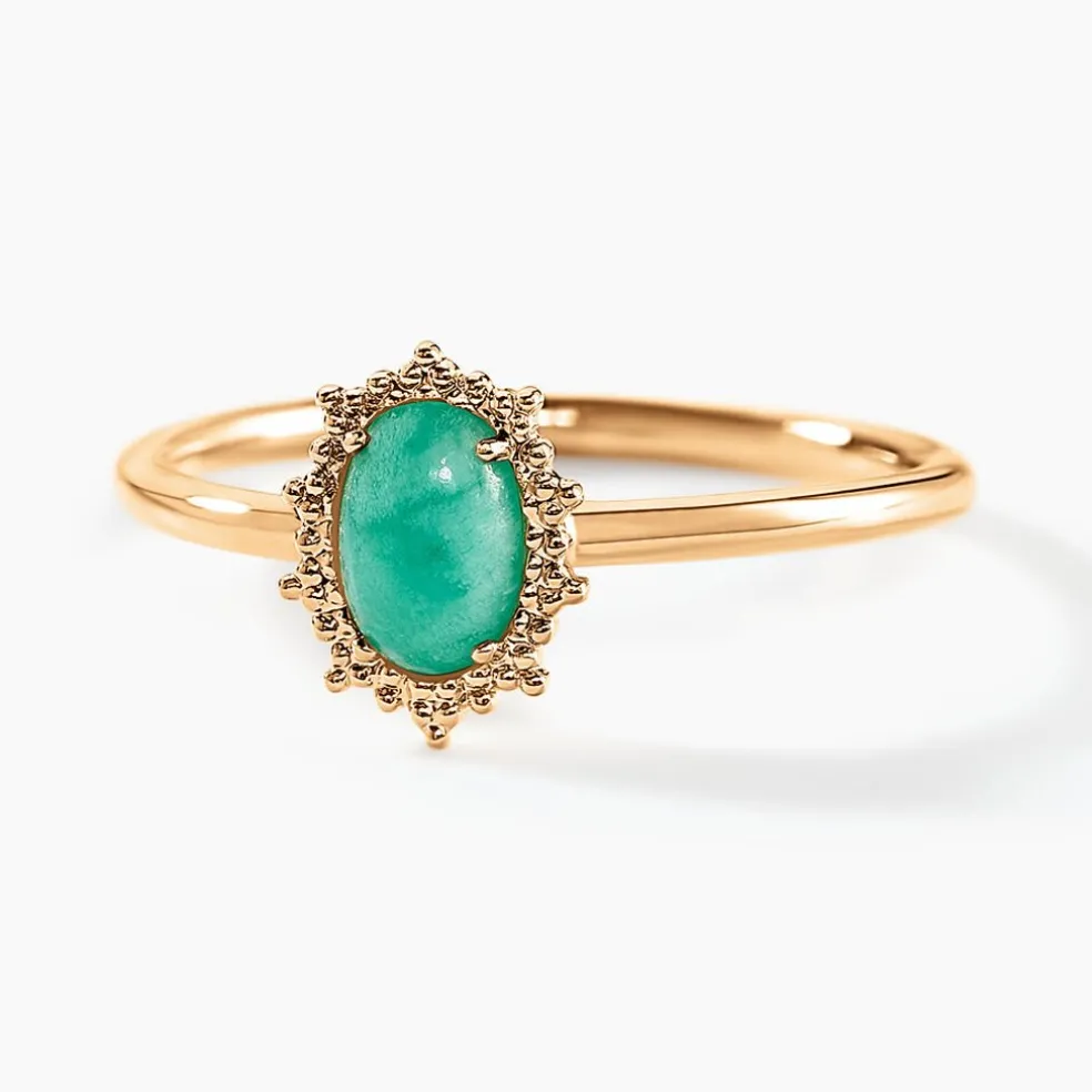 Bague Vintage Love Plaqué Or Jaune Amazonite