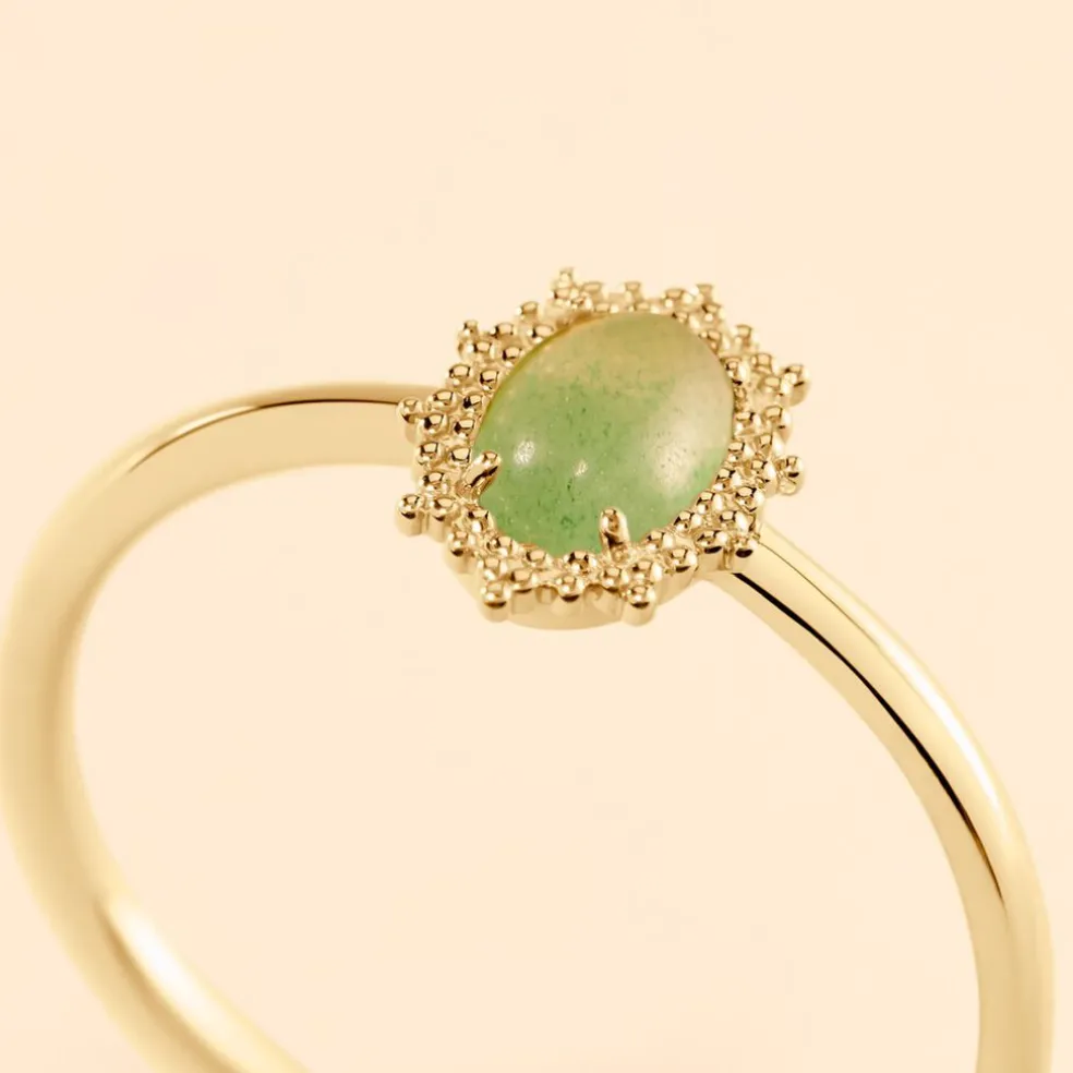 Bague Vintage Love Plaqué Or Jaune Aventurine