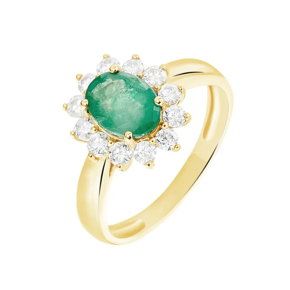 Bague Vladimir Or Jaune Emeraude Diamants