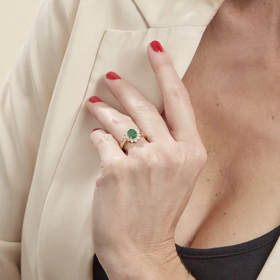 Bague Vladimir Or Jaune Emeraude Diamants