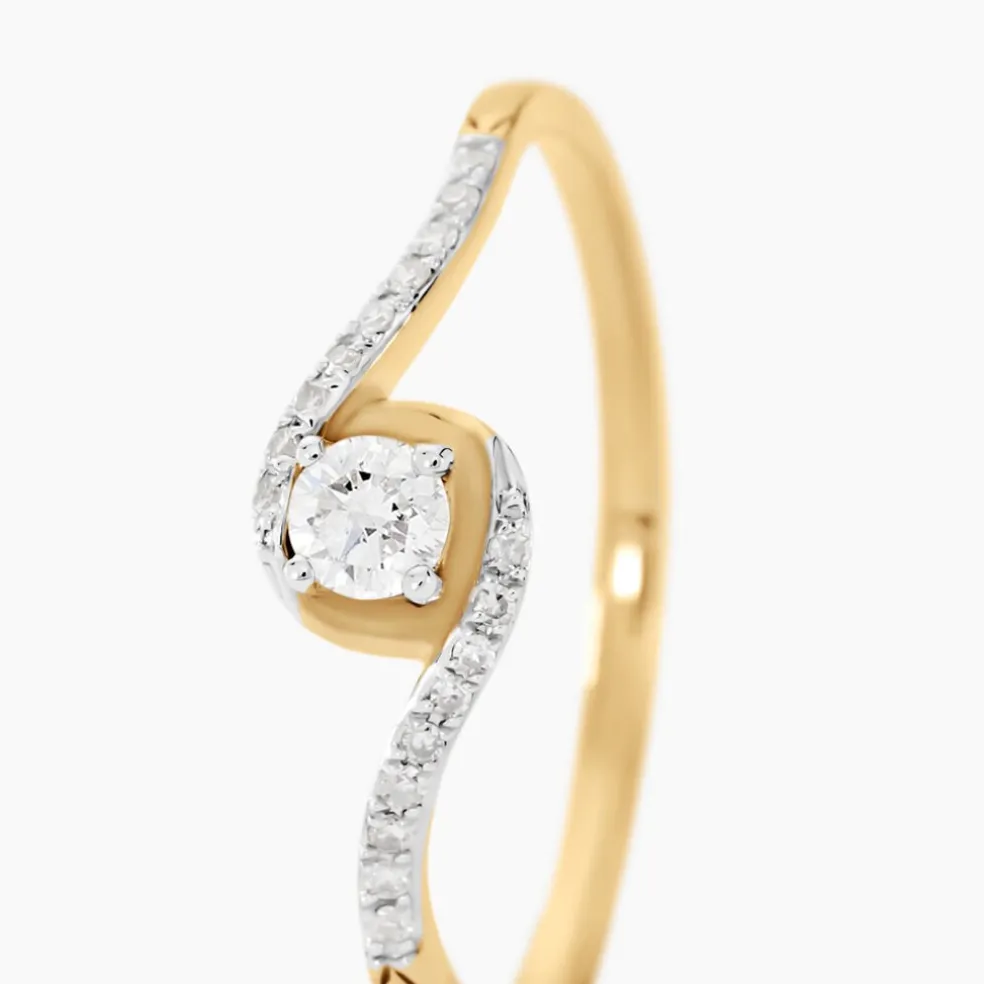 Bague Vrille Accompagnee Or Jaune Diamant