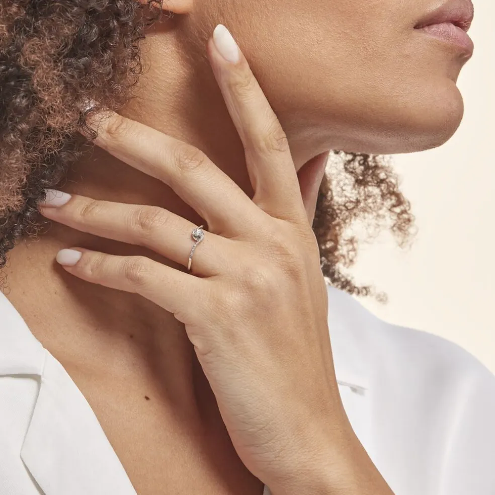 Bague Vrille Accompagnee Or Blanc Diamant