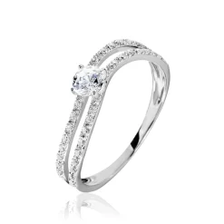 Bague Vrille Double Or Blanc Oxyde De Zirconium