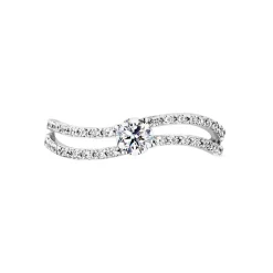 Bague Vrille Double Or Blanc Oxyde De Zirconium