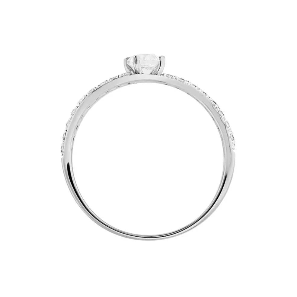 Bague Vrille Double Or Blanc Oxyde De Zirconium
