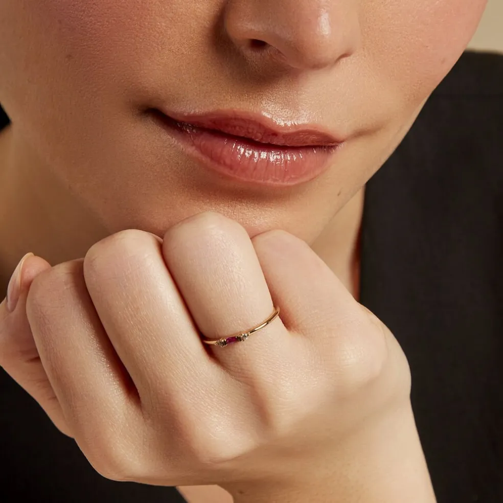 Bague Ylonna Plaque Or Jaune Pierre D'imitation Oxyde De Zirconium