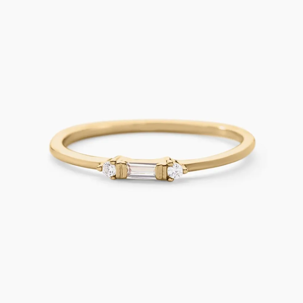 Bague Ylonna Plaque Or Jaune Oxyde De Zirconium