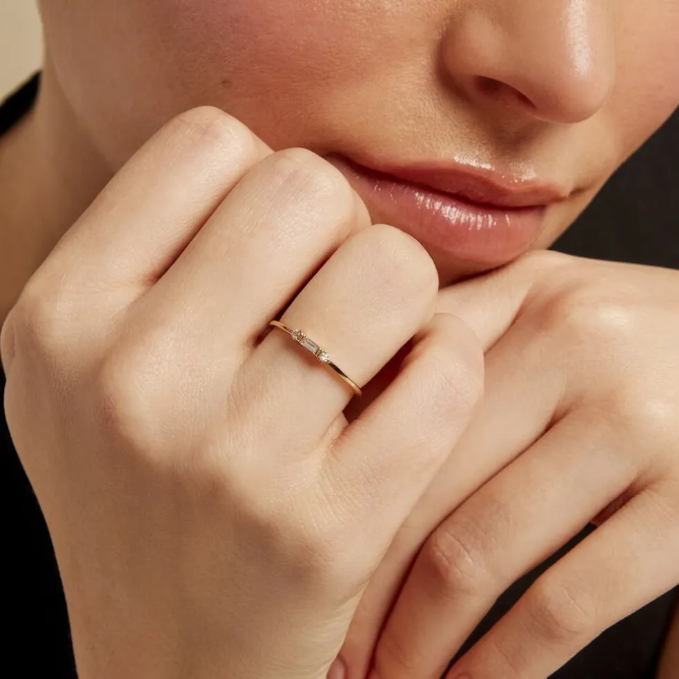 Bague Ylonna Plaque Or Jaune Oxyde De Zirconium