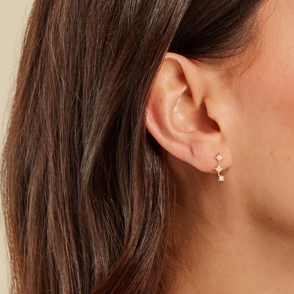 Bijou D'oreille Unitaire Arn Or Jaune Oxyde De Zirconium