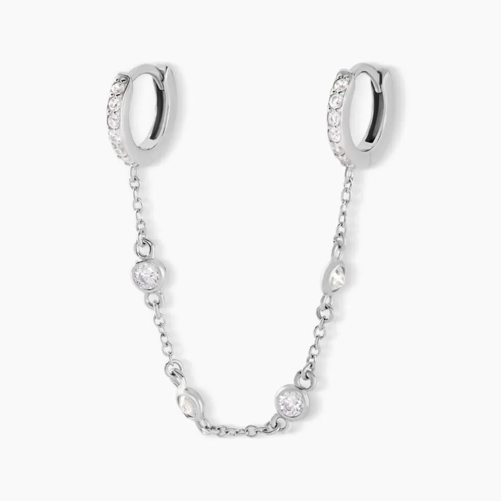 Bijou D'oreille Unitaire Argent Blanc Gretus Oxydes De Zirconium