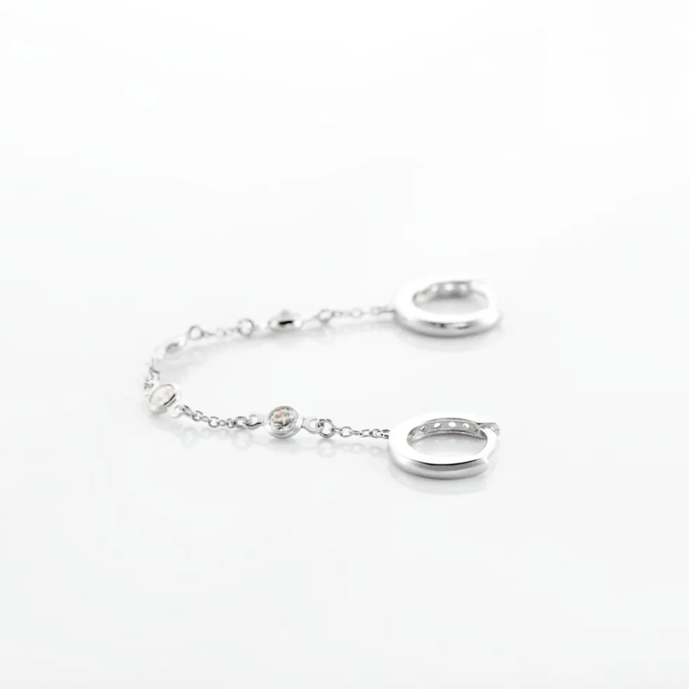 Bijou D'oreille Unitaire Argent Blanc Gretus Oxydes De Zirconium