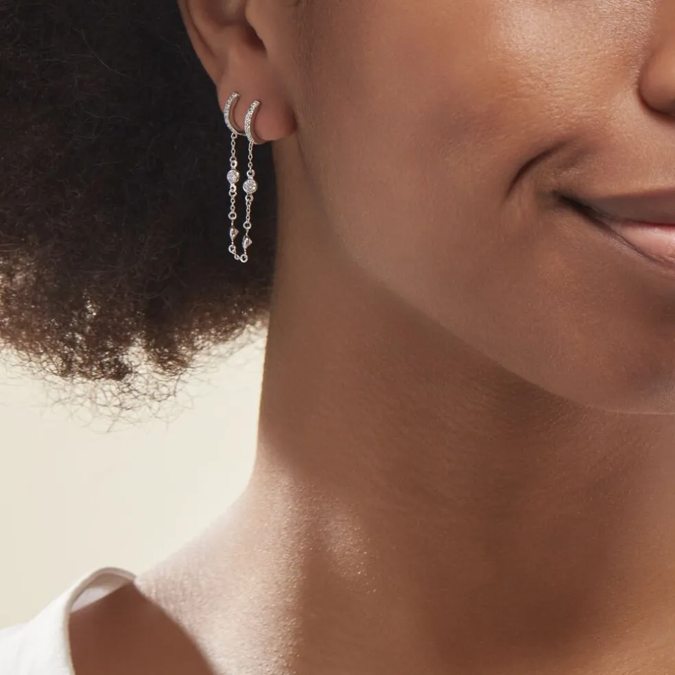 Bijou D'oreille Unitaire Argent Blanc Gretus Oxydes De Zirconium