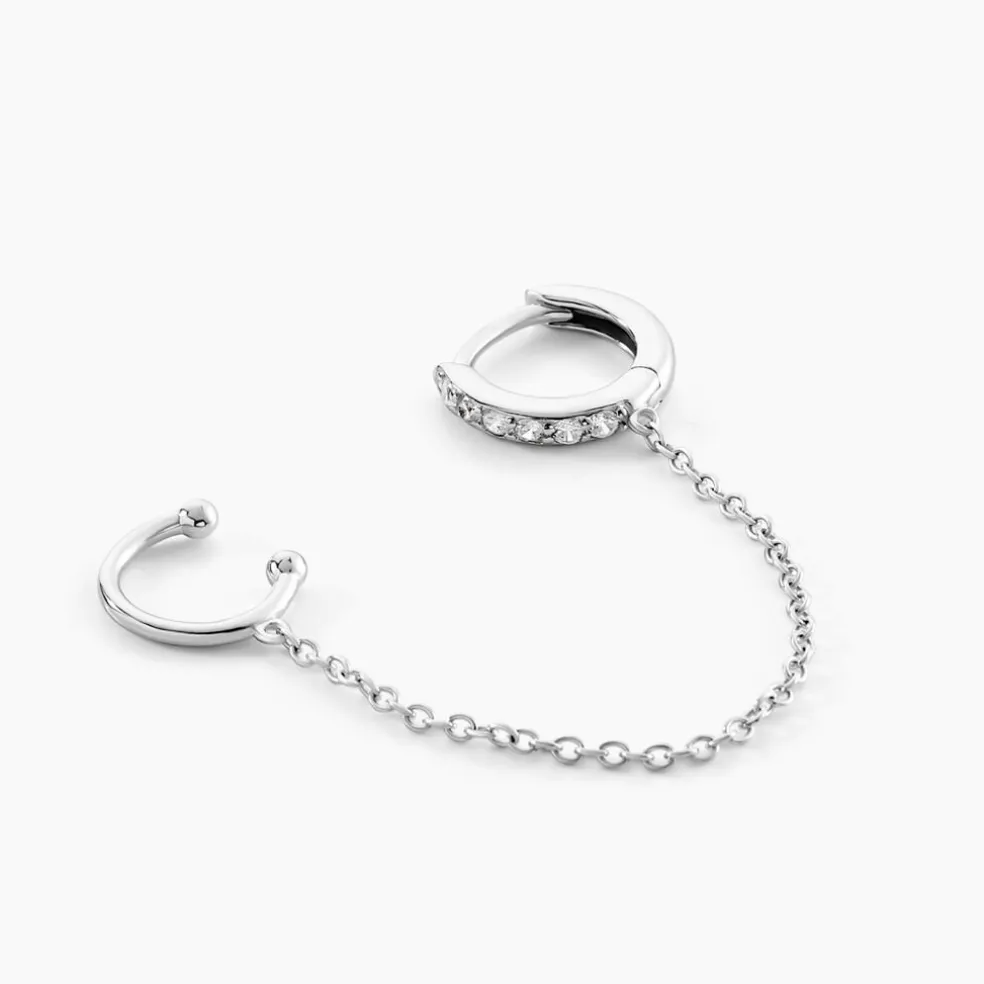 Bijou D'oreille Unitaire Argent Blanc Haim Oxydes De Zirconim