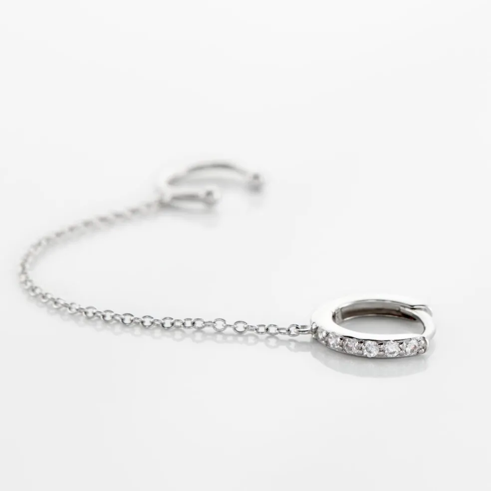 Bijou D'oreille Unitaire Argent Blanc Haim Oxydes De Zirconim