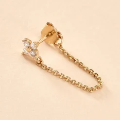 Bijou D'oreille Unitaire Astrid Plaqué Or Jaune Oxyde De Zirconium