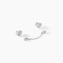 Bijou D'oreille Unitaire Argent Blanc Rocca Oxyde De Zirconium