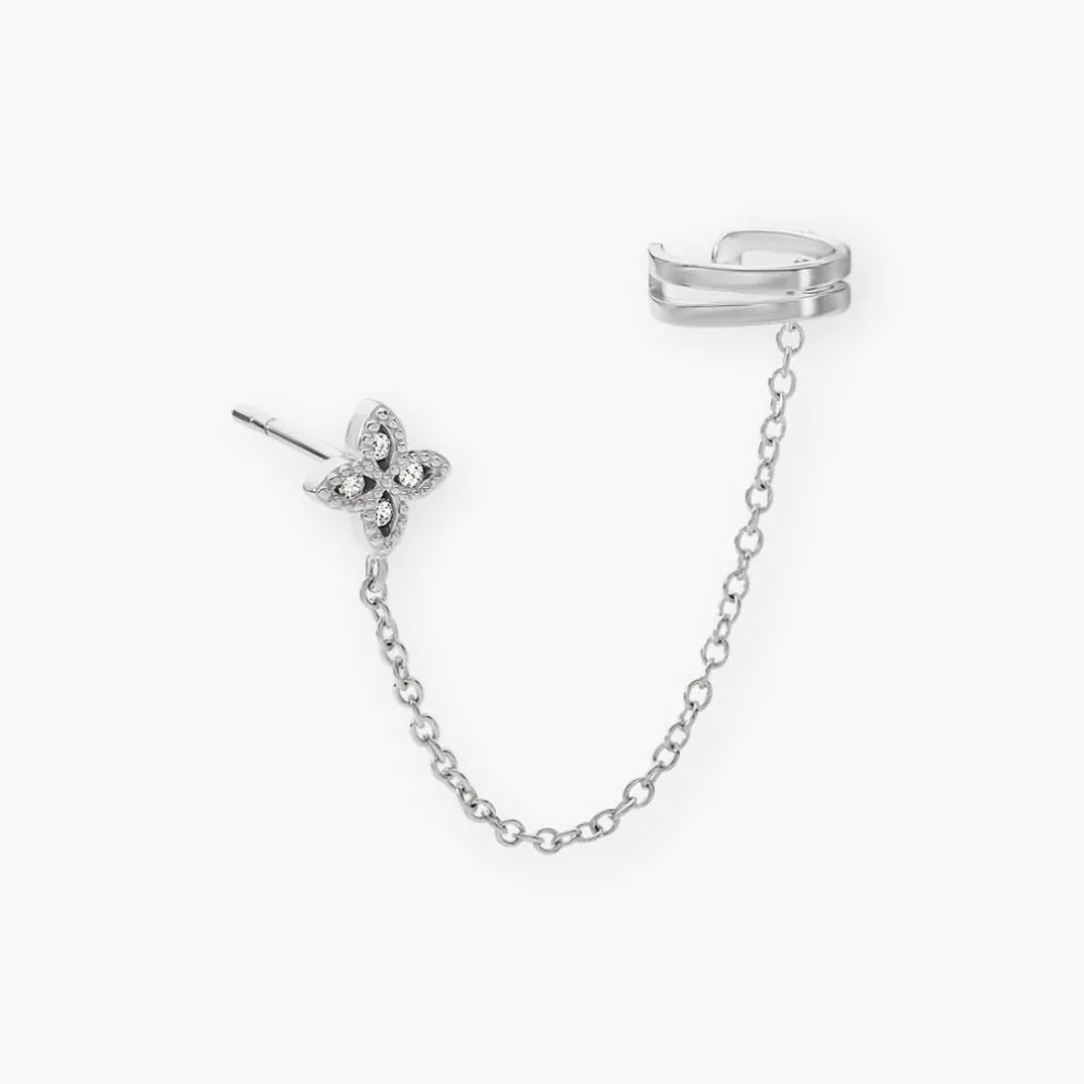 Bijou D'oreille Unitaire Argent Blanc Heh Oxydes De Zirconium