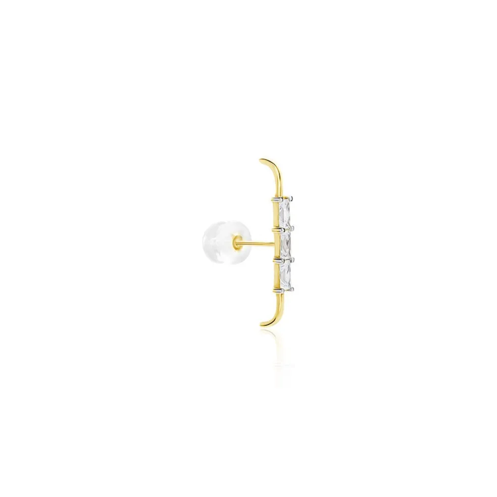 Bijou D'oreille Unitaire Alon Or Jaune Oxyde De Zirconium